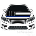 Drapeau de capot de voiture Thin Blue Line USA 100% tissus élastiques pouvant être lavés 100*150cm